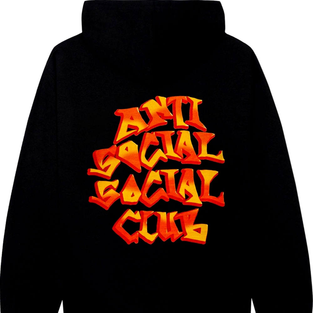 XL Anti Social Social Club Hoodie Black/Orange